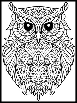 An owl colouring page